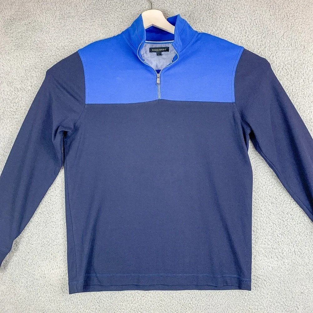Banana Republic‎ Sweater Mens Large Blue Business Casual Athleisure Stretch Fall